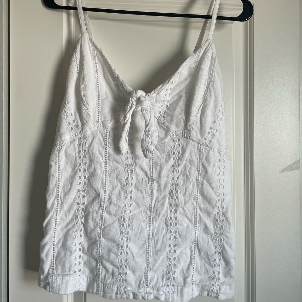 White old navy tie front tank top, size M